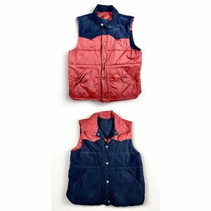 Vintage Nautica Corduroy Western Yoke Puffer Vest XL Reversible